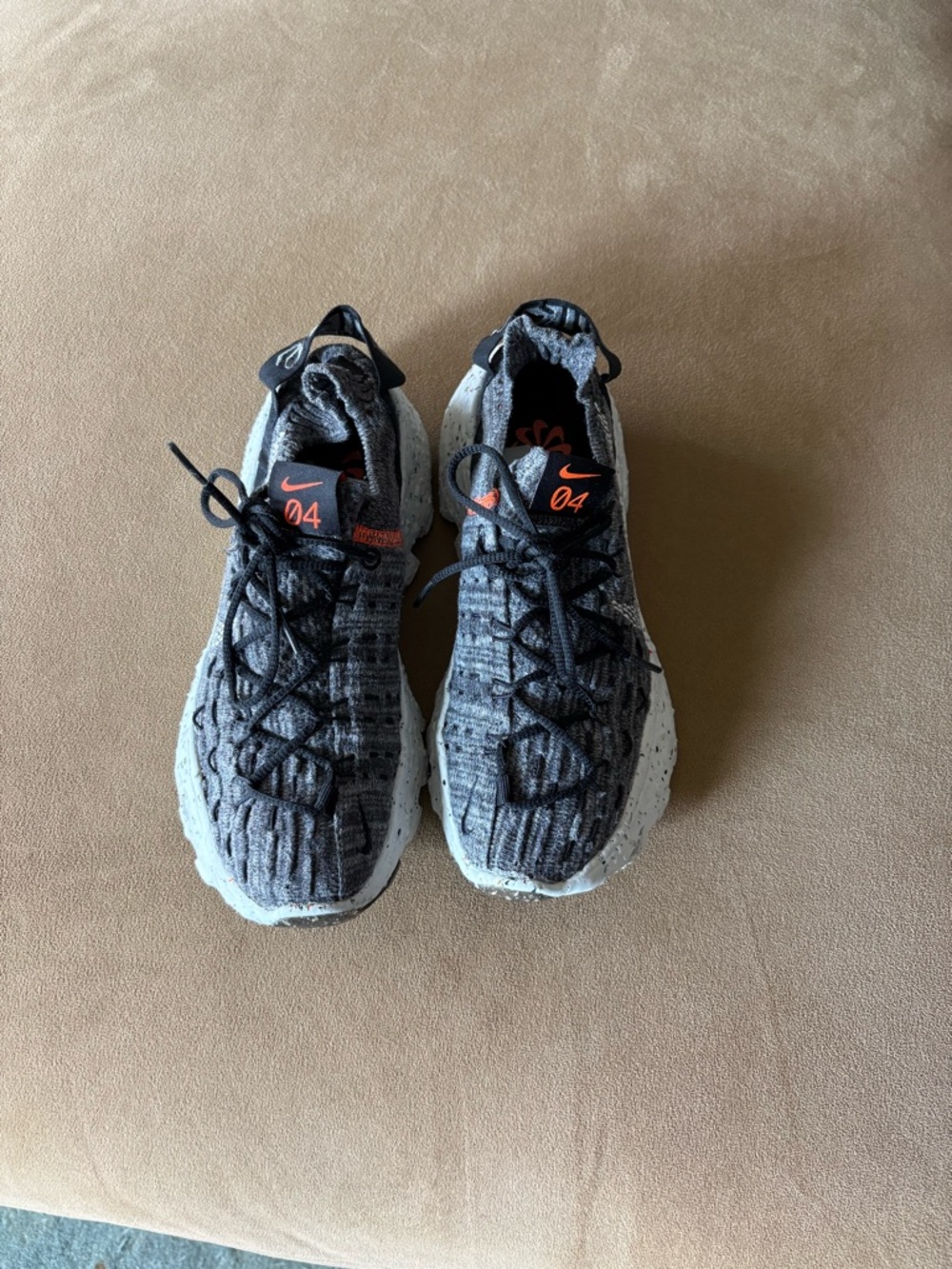Nike Space Hippie 04 Athletic shoes Iron Grey with Orange Accents men’s size 6.5